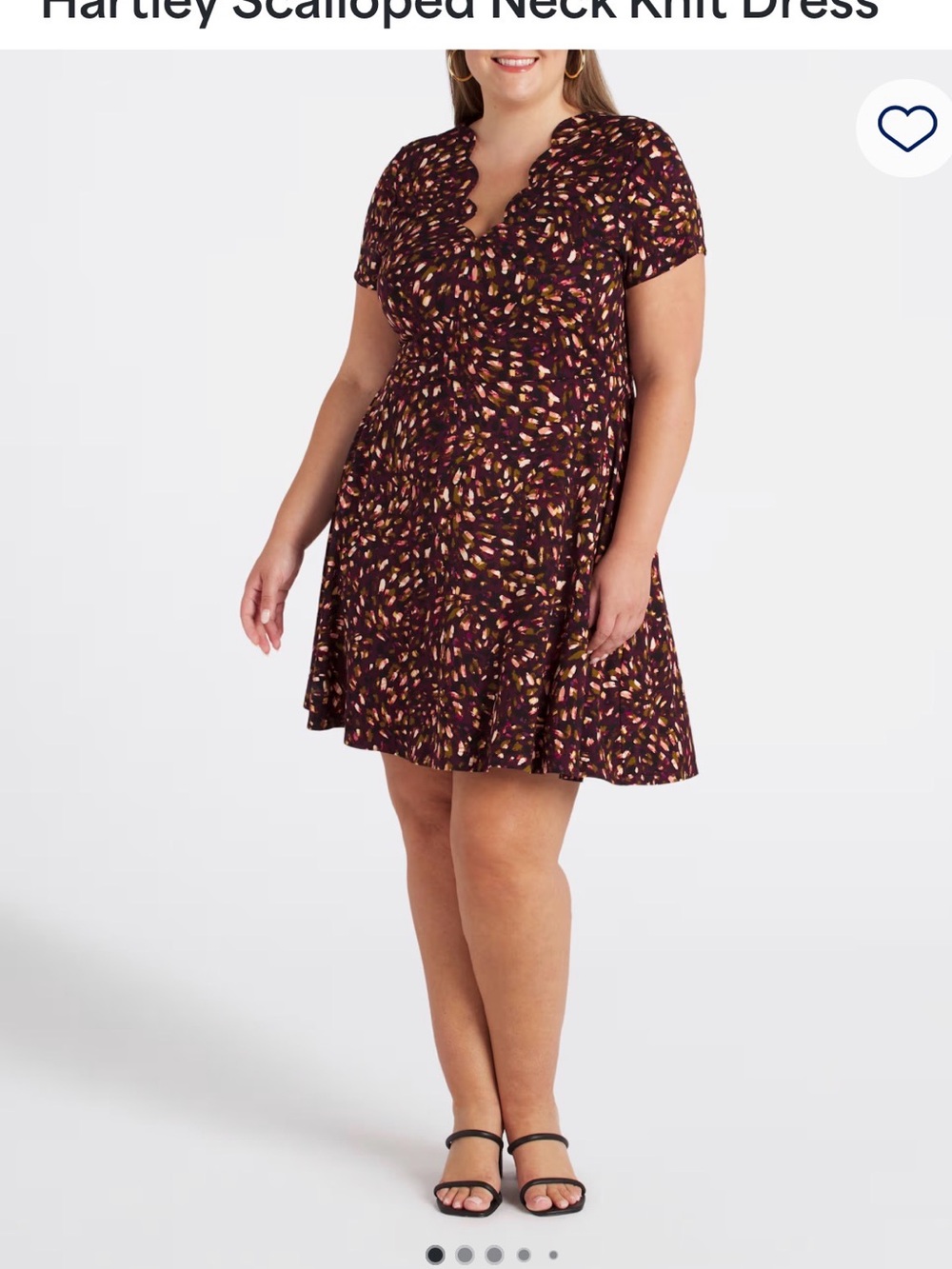 nine britton Black Short-Sleeve V-Neck Dress with Pink and Cream Speckle